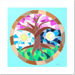 Cherry blossom tree in mosaic Posters and Art